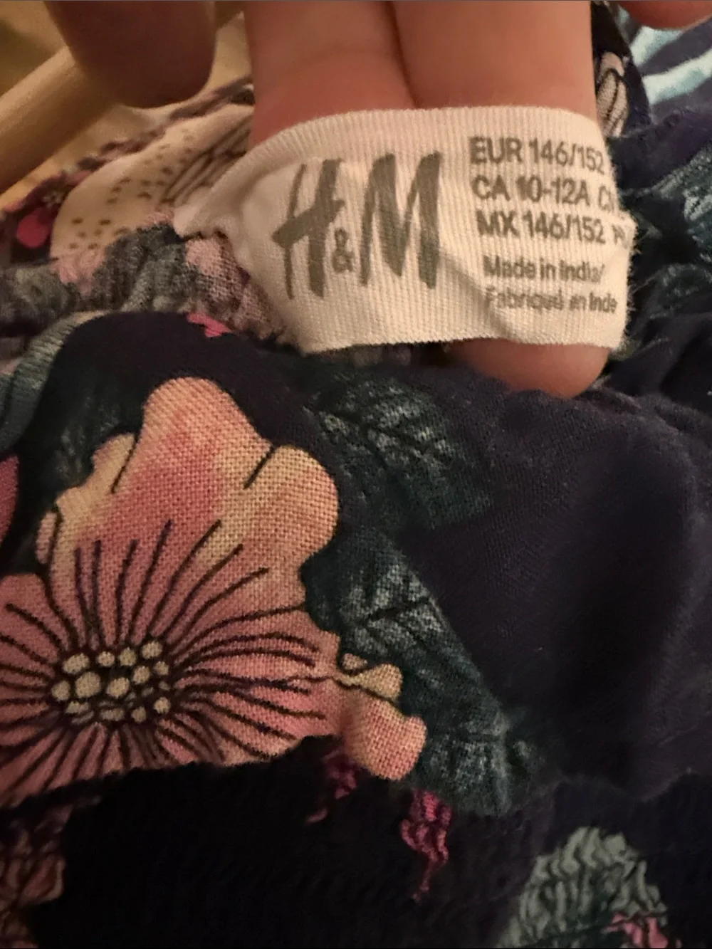 H&M Navy Floral Smocked Girl’s Dress with Pink & Green Accents